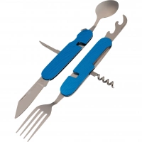 Многофункциональный походный нож (ложка,вилка,нож) 6-в-1, синий купить в Туле