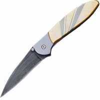 Полуавтоматический складной нож Santa Fe Kershaw Leek, дамасская сталь, рукоять сталь с накладкой из перламутра купить в Туле