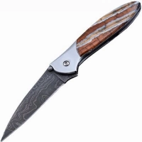 Полуавтоматический складной нож Santa Fe Kershaw Leek, дамасская сталь, рукоять сталь с накладкой из зуба мамонта купить в Туле