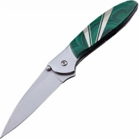 Полуавтоматический складной нож Santa Fe Kershaw Leek, сталь 14C28N, рукоять сталь с накладкой из малахита купить в Туле