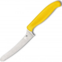 Универсальный кухонный нож Spyderco Z-Cut Serrated Offset Kitchen, сталь CTS™ — BD1 Alloy, рукоять желтый полипропилен купить в Туле