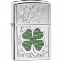 Зажигалка ZIPPO Classic «Клевер» с покрытием High Polish Chrome купить в Туле