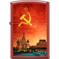 Зажигалка ZIPPO Красная Москва, латунь/сталь с покрытием Red Matte, красная, матовая, 36x12x56 мм купить в Туле