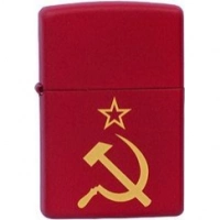 Зажигалка ZIPPO Серп и Молот Red Matte, латунь с порошковым покрытием, красная, матовая, 36х56х12 мм купить в Туле